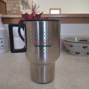 Coffee Mug, Krispy Kreme, Vintage, Travel, Stainless Steel, With Lid